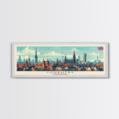 Coventry United Kingdom Wall Art, Panoramic Travel Poster, Panoramic Framed Canvas Print, City Wall Art, Wall Hanging Home Decor, Travel Art