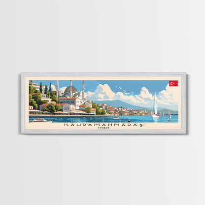 Kahramanmaras Turkey Panoramic Travel Poster, Framed Canvas Print or Metal Wall Art, Travel Art, Home Decor, Panoramic Painting, Midcentury Art