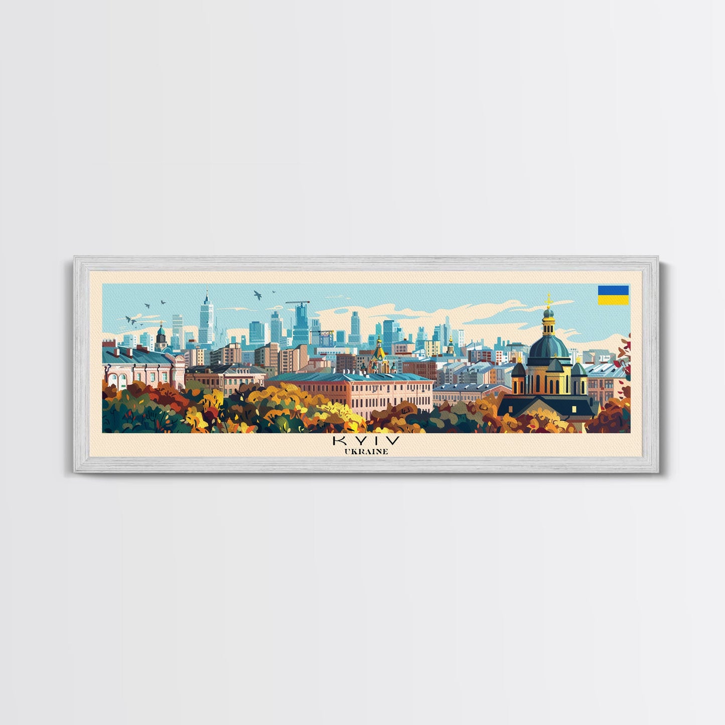 Kyiv Ukraine Wall Art, Panoramic Travel Poster, Panoramic Framed Canvas Print, City Wall Art, Wall Hanging Home Decor, Travel Art