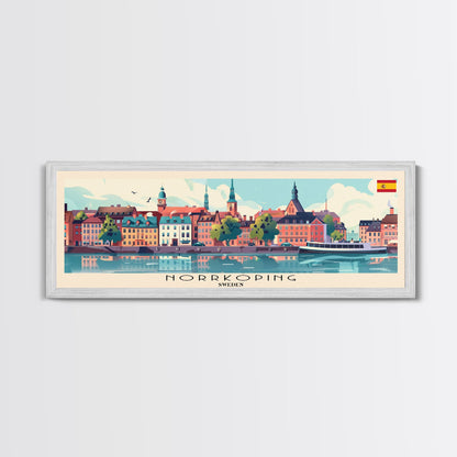 Norrkoping Sweden Travel Print Wall Art, Panoramic City Art, Travel Art, Wall Decor, Vacation Gift, Framed Canvas Print Or Metal Art