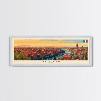 Verona Italy Travel Art, City Art, Framed Canvas Print or Metal Wall Art, Europe Travel Poster, Panoramic Wall Art, Extra Wide Wall Art
