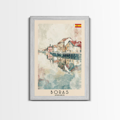 Borås Sweden Travel Poster Framed Canvas Print, Wall Art, Home Decor, Travel Print, Coastal Scene, Minimalist Art, Original Art