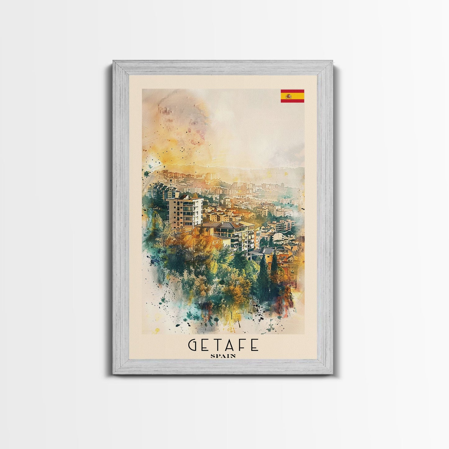 Getafe Spain Skyline Art, Framed Canvas Print, Bedroom Wall Art, Travel Poster Art, Home Decoration, Spanish Art