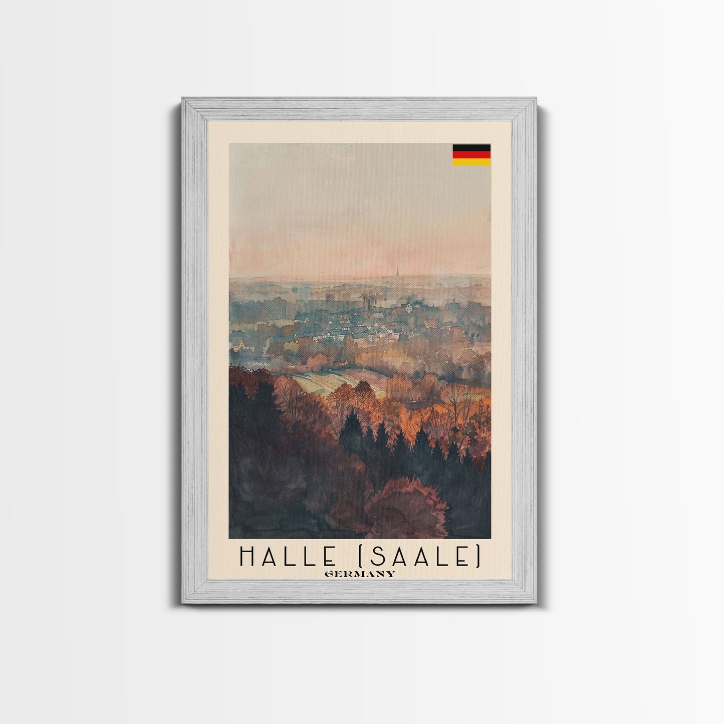 Halle Germany Scenic View Art, Framed Canvas Print, Bedroom Wall Art, Travel Poster Art, Home Decoration, German Wall Art