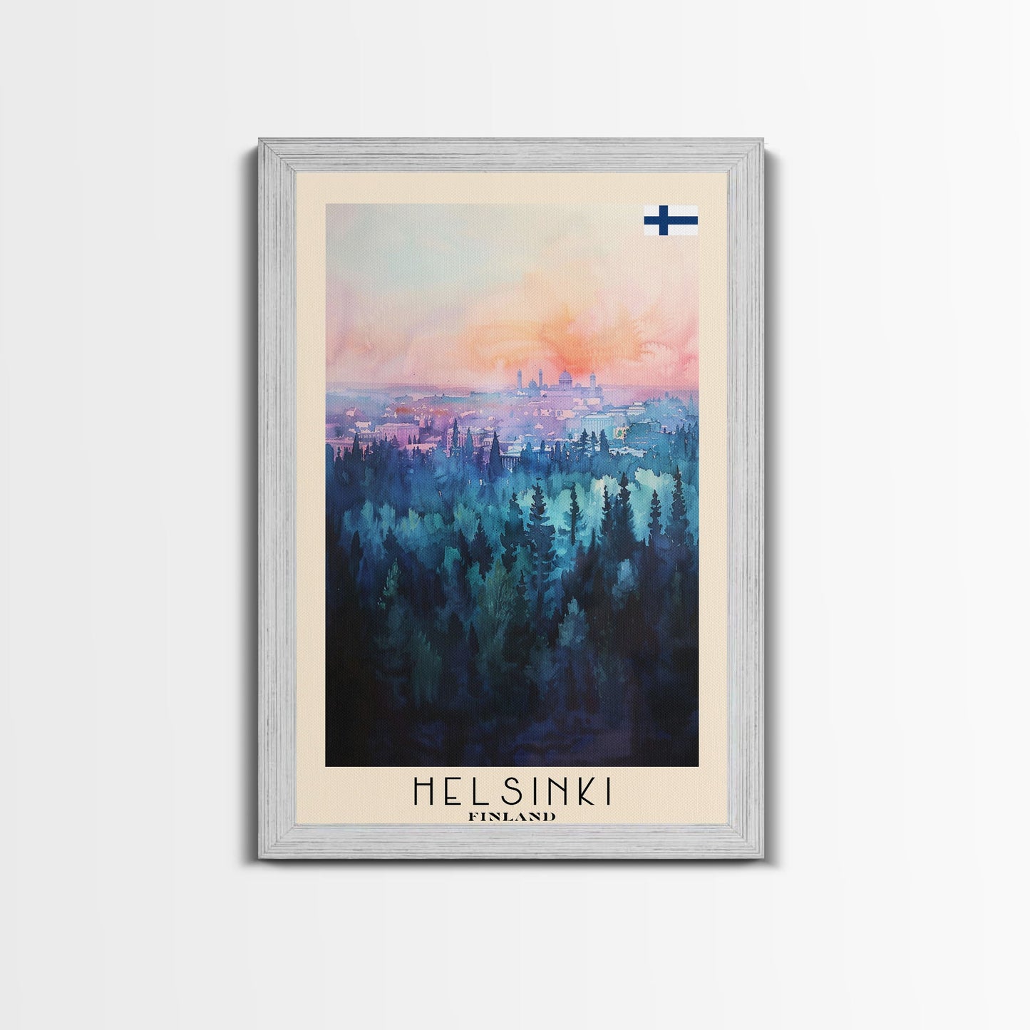 Helsinki Finland Skyline Art Print, Framed Canvas Wall Art, Living Room Decor, Office Art, Cityscape Poster, Home Decor, Travel Poster Art