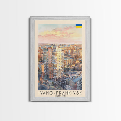 Ivano-Frankivsk Ukraine Cityscape Art Print, Sunset View Canvas Print for Home Decor, Travel Poster for Living Room Wall Art, Ukrainian Scene