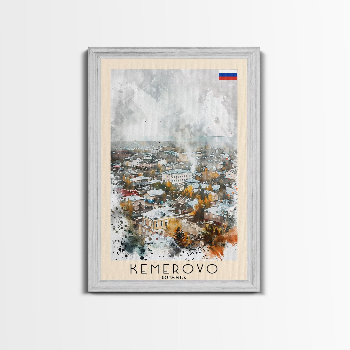 Kemerovo Russia Winter Cityscape, Framed Canvas Print, Travel Poster, Wall Art, Home Decor, Living Room Decoration, Russian Urban Art
