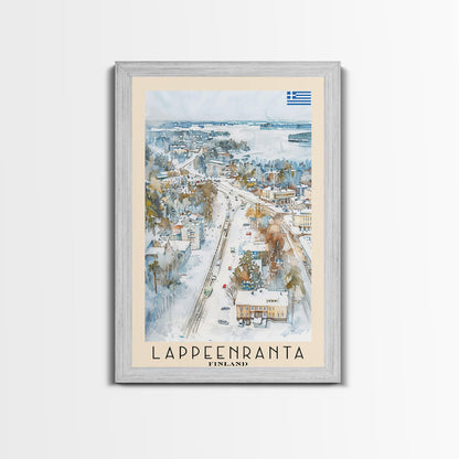 Lappeenranta Finland Travel Poster Framed Canvas Print, Scenic Landscape, Watercolor Painting, Wall Art, Home Decor, Travel Print, Artistic Gift