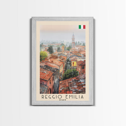 Reggio Emilia Italy Travel Poster Framed Canvas Print, Watercolor Painting, Scenic Wall Art, Home Decor, Italian Landscape, Artistic Art