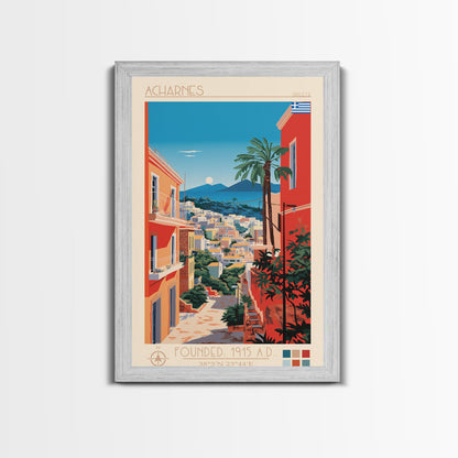 A Coruna Spain Travel Poster Framed Canvas Print, Midcentury Modern Art, Pop Art Home Decor, Scenic View Art, Vacation Gift, Living Room Wall Art, Cultural Print