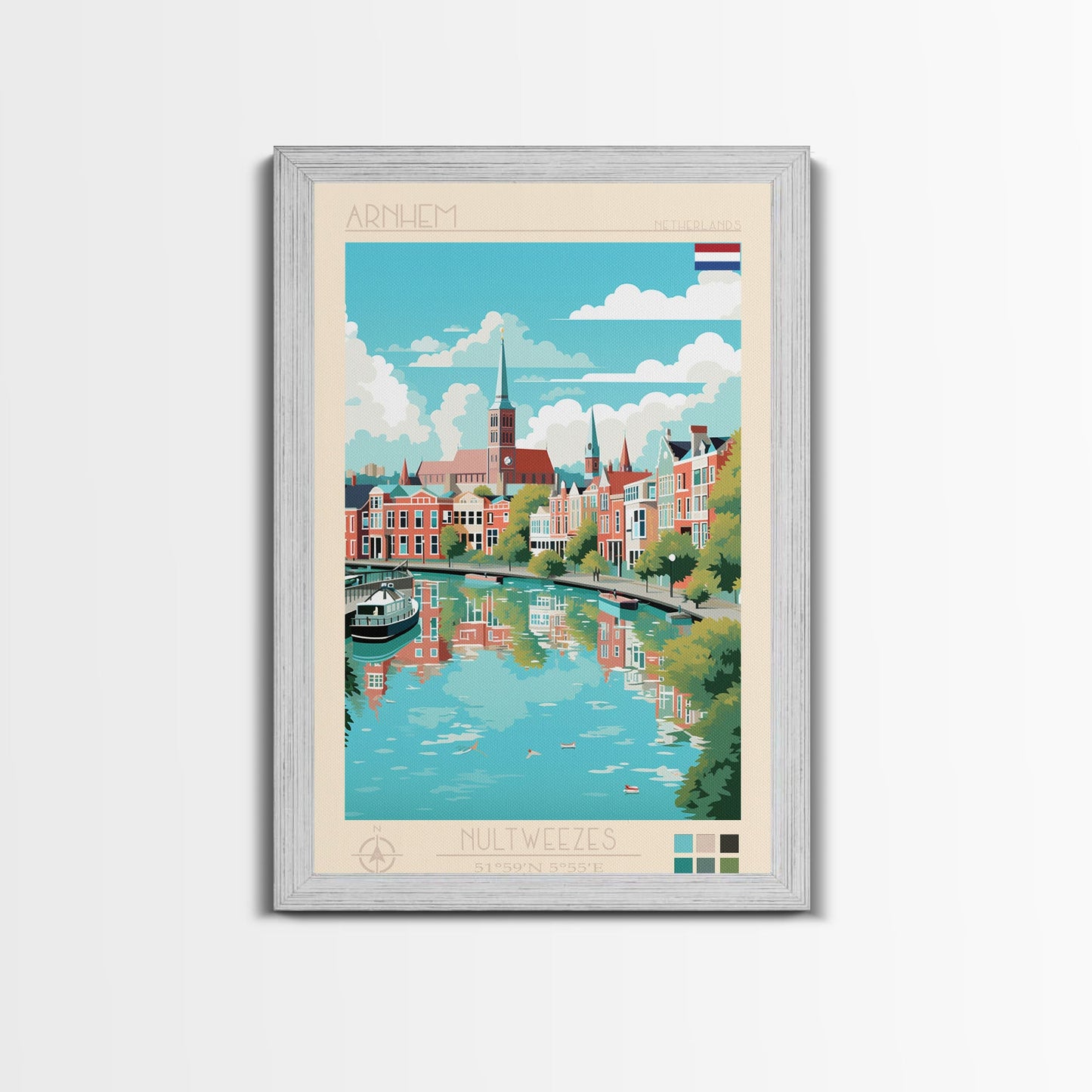 Arnhem Netherlands Travel Poster Framed Canvas Print, Midcentury Modern Art, Pop Art Wall Decor, Home Decor, Vacation Gift, Living Room Art