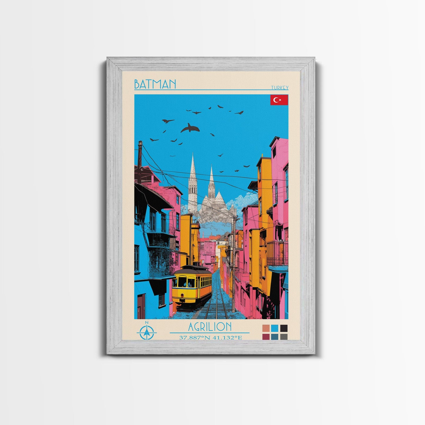 Batman Turkey Travel Poster Framed Canvas Print, Midcentury Modern Art, Pop Art Wall Decor, Home Decor, Vacation Gift, Living Room Art