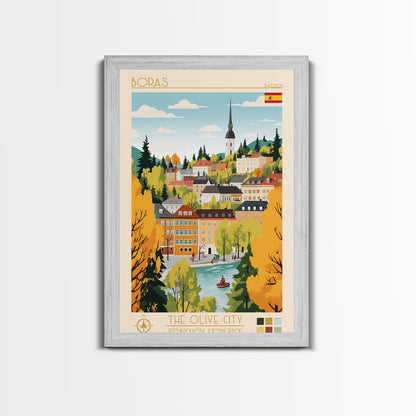 Borås Sweden Travel Poster Framed Canvas Print, Modern Art, Pop Art Wall Decor, Home Decor, Living Room Art, Artistic Gift
