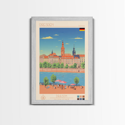 Dresden Germany Travel Poster Framed Canvas Print, Midcentury Modern Art, Pop Art Wall Decor, Home Decor, Vacation Gift, Living Room Art