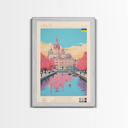 Odesa Ukraine Travel Poster Framed Canvas Print, Midcentury Modern Art, Pop Art Wall Decor, Home Decor, Vacation Gift, Bedroom Art