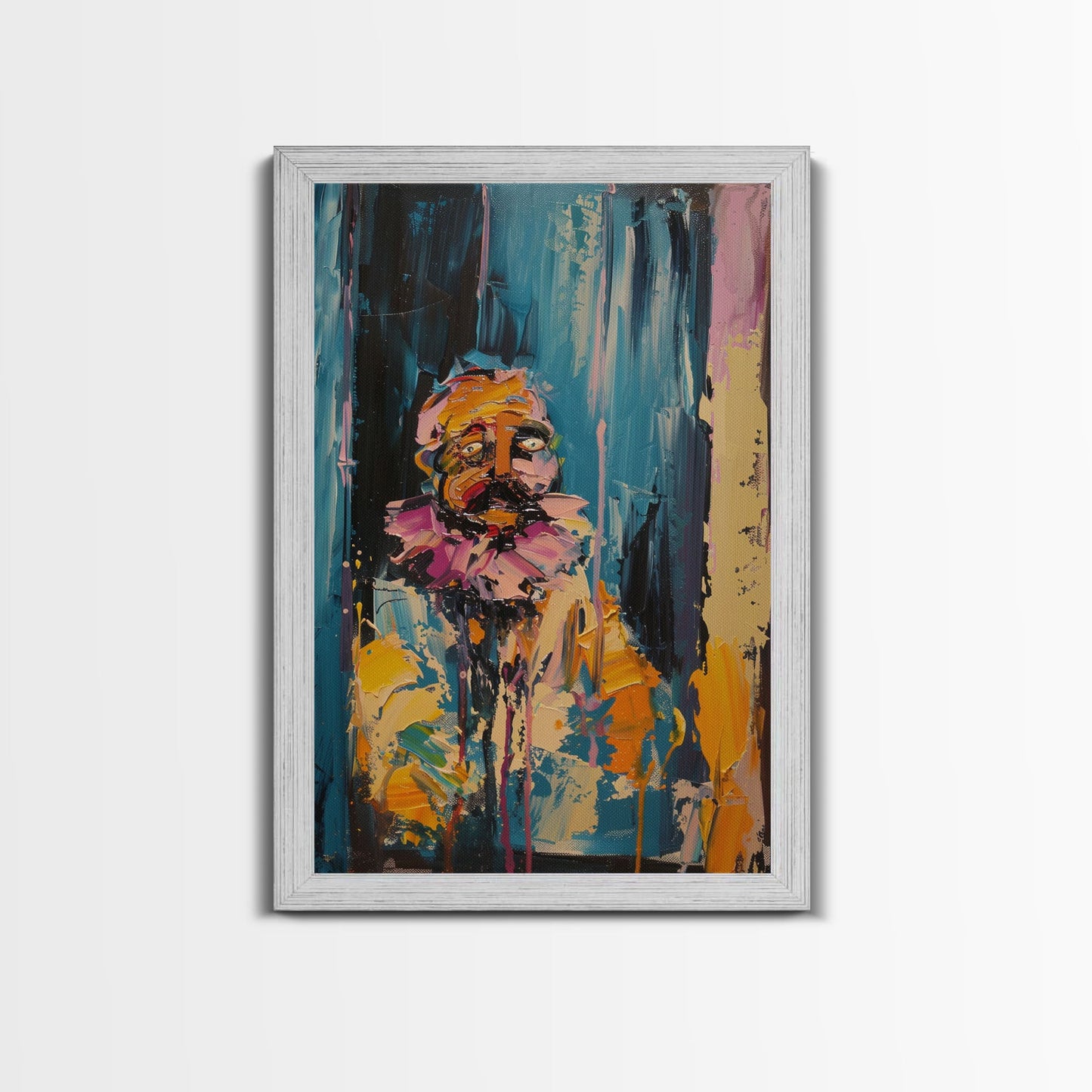 Halloween Ghost with Apple, Framed Canvas Print, Wall Art, Spooky Decor, Halloween Decoration, Living Room Art, Unique Gift