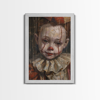 Haunting Clown with Cracked Face - Spooky Halloween Art Print - Creepy Home Decor - Scary Clown Wall Art - Perfect Halloween Decoration