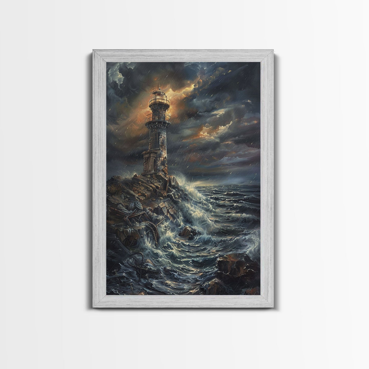 Eerie Castle on Cliff, Halloween Art Print, Spooky Home Decor, Framed Canvas Print, Creepy Art, Halloween Wall Decor, Seasonal Wall Art