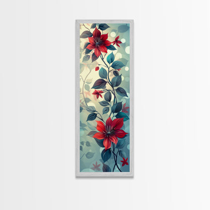 Canvas Print Vibrant Red Clematis Flowers Against Dreamy Background, Perfect For Botanical Wall Art
