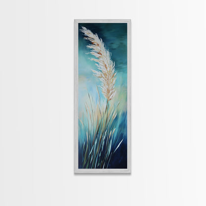 Soft Blue Pampas Grass Canvas Print botanical prints, tall narrow art, wabi sabi art, coastal decor, sage green wall art, modern farmhouse decor, extra wide art, minimalist art, bedroom art