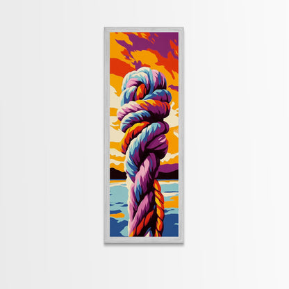 Nautical Knot at Sunset Framed Canvas Print coastal decor nautical painting ocean art coastal cowgirl wall art gift idea for her