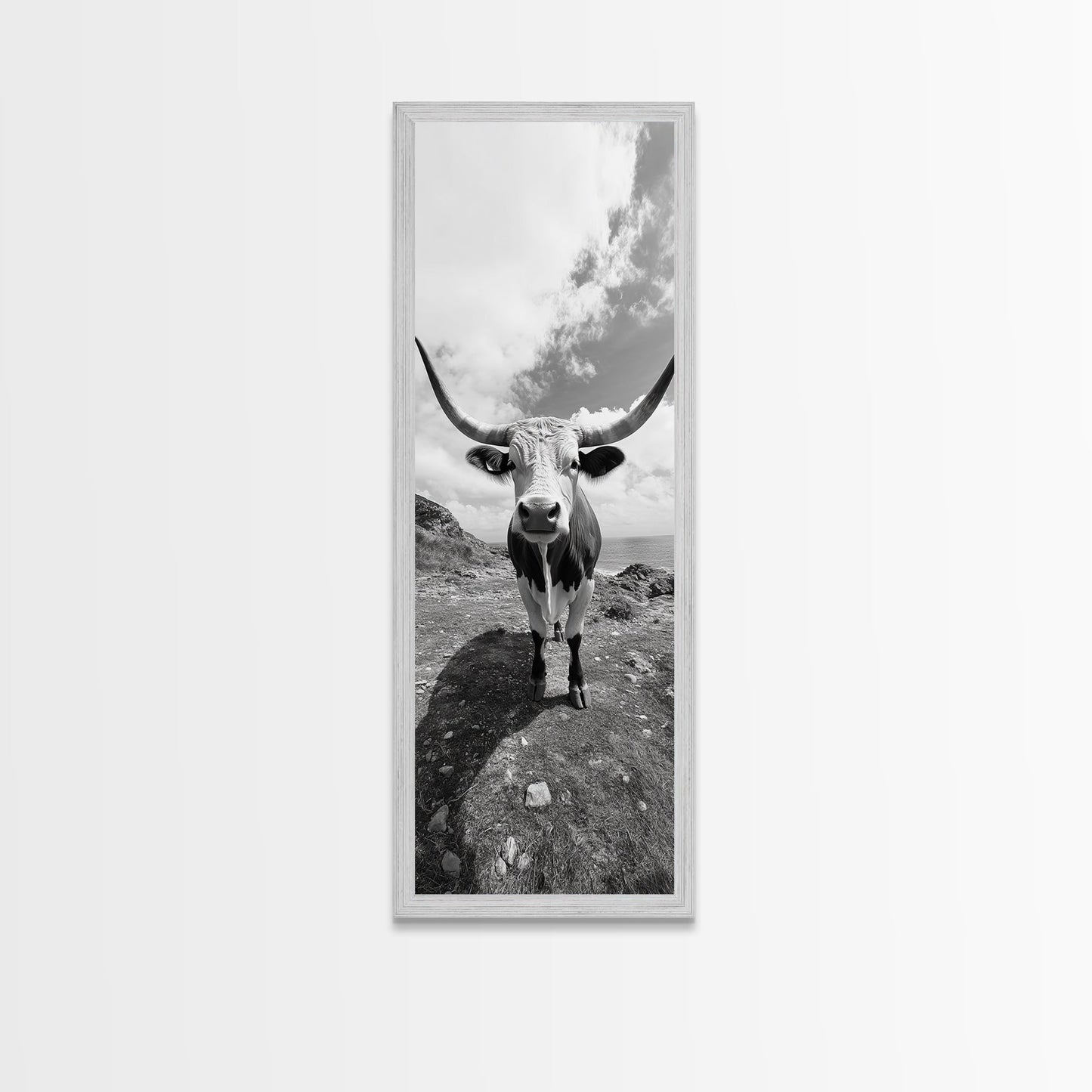 Texas Longhorn Art, Canvas Print, rustic decor, bull and bear art, cowboy western wall art, farmhouse decor, barn landscape oil painting