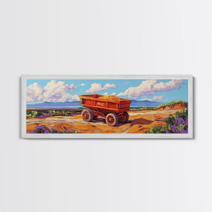 Rustikaler Karren, Bauernhauskunst, rustikale Wandkunst, Kunst für über dem Sofa, Wabi-Sabi-Kunst, Ölgemälde einer Scheunenlandschaft, gerahmter Leinwanddruck, Geschenkidee