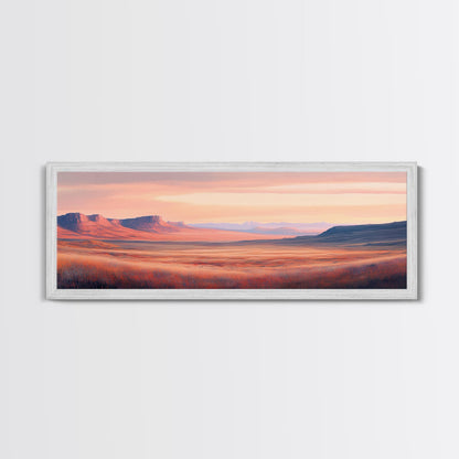 Mountain painting, landscape painting, southwest wall art, extra wide art, panoramic art, framed canvas print, Joshua tree art, moody art