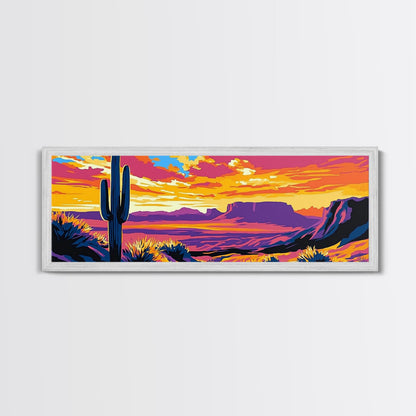 Southwest Sunset, Joshua tree art, desert landscape, southwest wall art, pink orange wall art, bold colors, framed canvas print