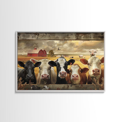 Cows and Sheep on the Farm | Framed Wall Art | Kitchen Decor | Minimalist Living Room Art | Country Art | Farmhouse Above Sofa Wall Art