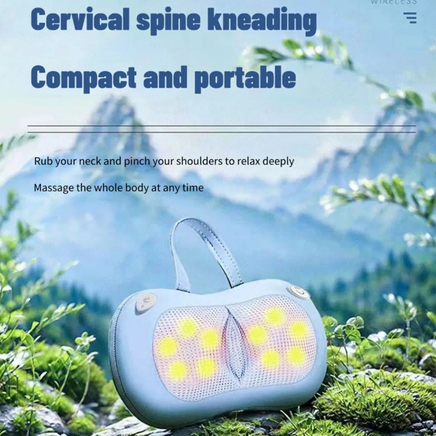 Massage Pillow Head Massager Car Home Cervical Shiatsu Massage Neck Back Waist Body Massager Cushion Kneading Wireless Electric