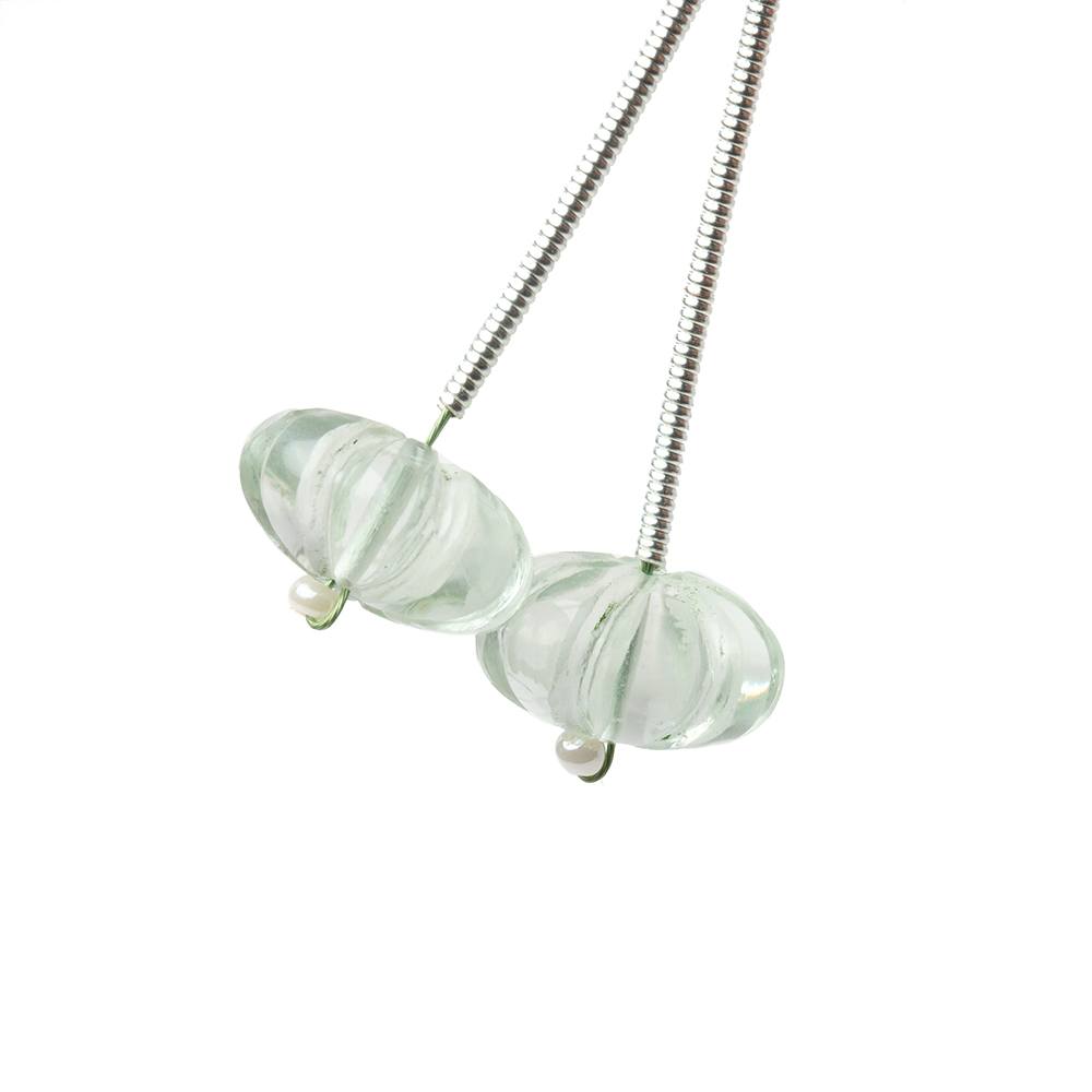 11-12mm Prasiolite Carved Melon Focals Set of 2 Beads