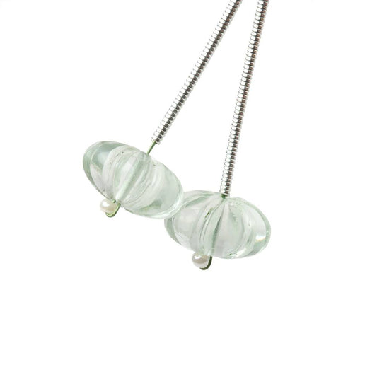 11-12mm Prasiolite Carved Melon Focals Set of 2 Beads