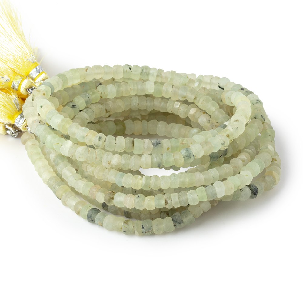 4-5mm Frosted Prehnite Plain Rondelle Beads 13 inch 118 pieces
