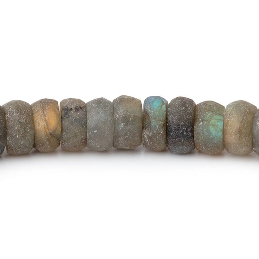 6-7mm Frosted Labradorite Plain Rondelle Beads 7.5 inch 53 pieces