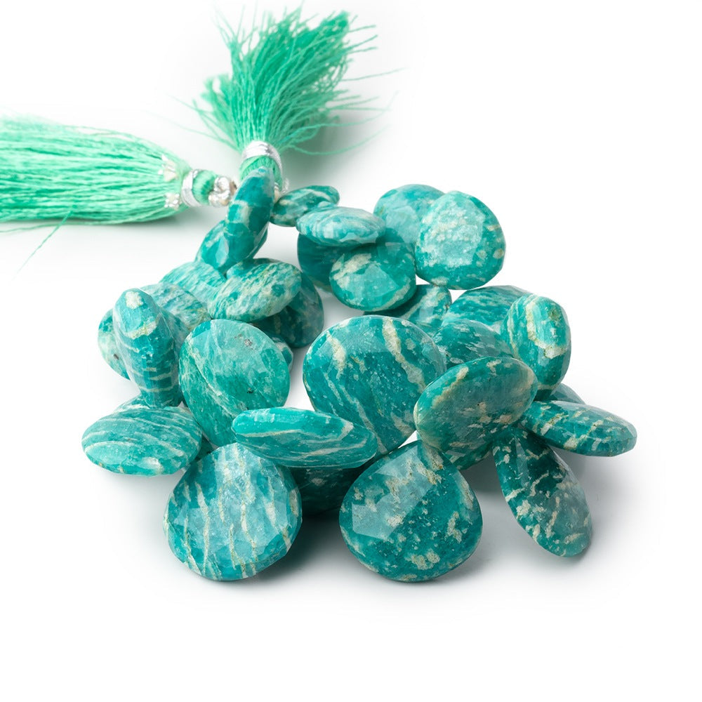 11.5x11.5-19x19mm Russian Amazonite Faceted Hearts 8 inch 35 Beads