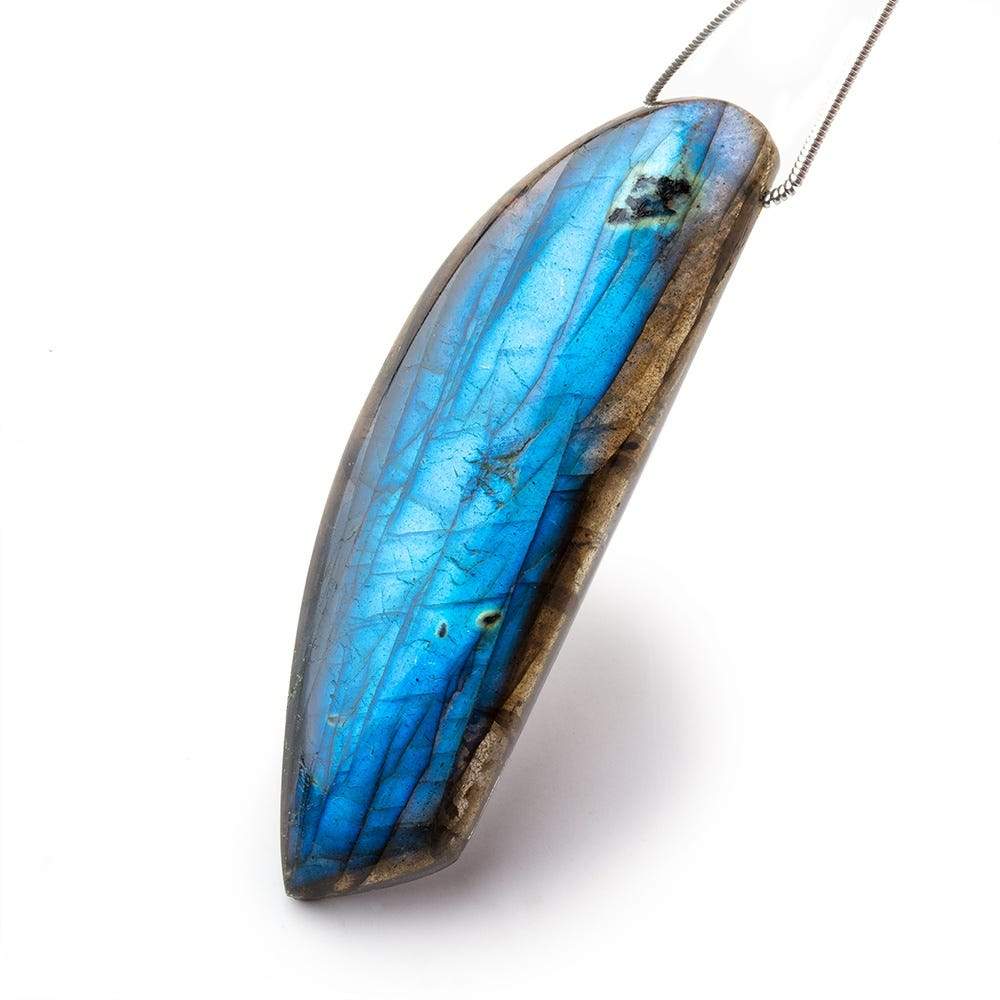 62x19x8mm Neon Aqua Blue Labradorite fancy shape focal bead 1 piece