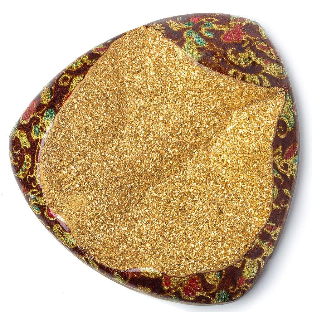 62x61x11mm Red Enamel & Gold Leaf Agate Drusy Focal Bead 1 piece