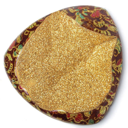 62x61x11mm Red Enamel & Gold Leaf Agate Drusy Focal Bead 1 piece