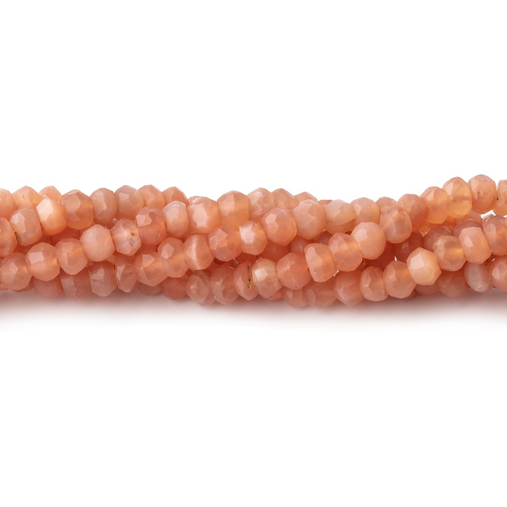 4mm Angel Skin Peach Moonstone faceted rondelles 12.5 inch 117 pieces