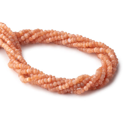 4mm Angel Skin Peach Moonstone faceted rondelles 12.5 inch 117 pieces