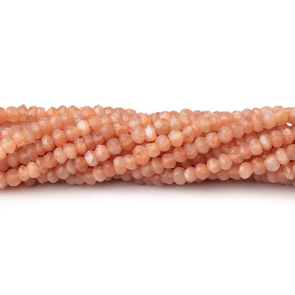 3mm Angel Skin Peach Moonstone Faceted Rondelles 12.5 inch 140 Beads