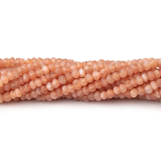 3mm Angel Skin Peach Moonstone Faceted Rondelles 12.5 inch 140 Beads