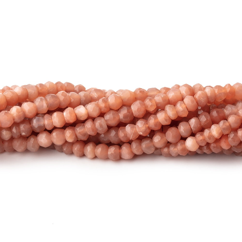 4mm Dark Angel Skin Peach Moonstone faceted rondelles 12.5 inch 111 beads