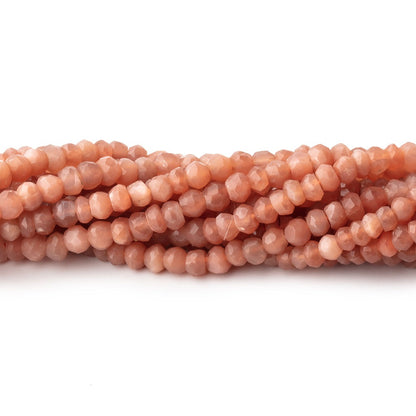 4mm Dark Angel Skin Peach Moonstone faceted rondelles 12.5 inch 111 beads
