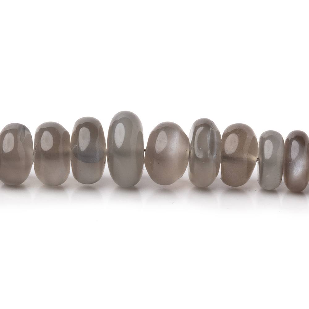 4-8mm Platinum Grey Moonstone plain rondelles 18 inch 150 beads