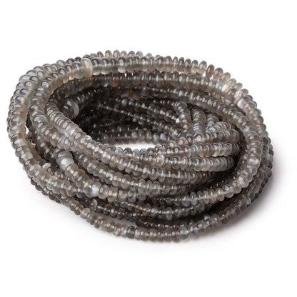 4-8mm Platinum Grey Moonstone plain rondelles 18 inch 150 beads