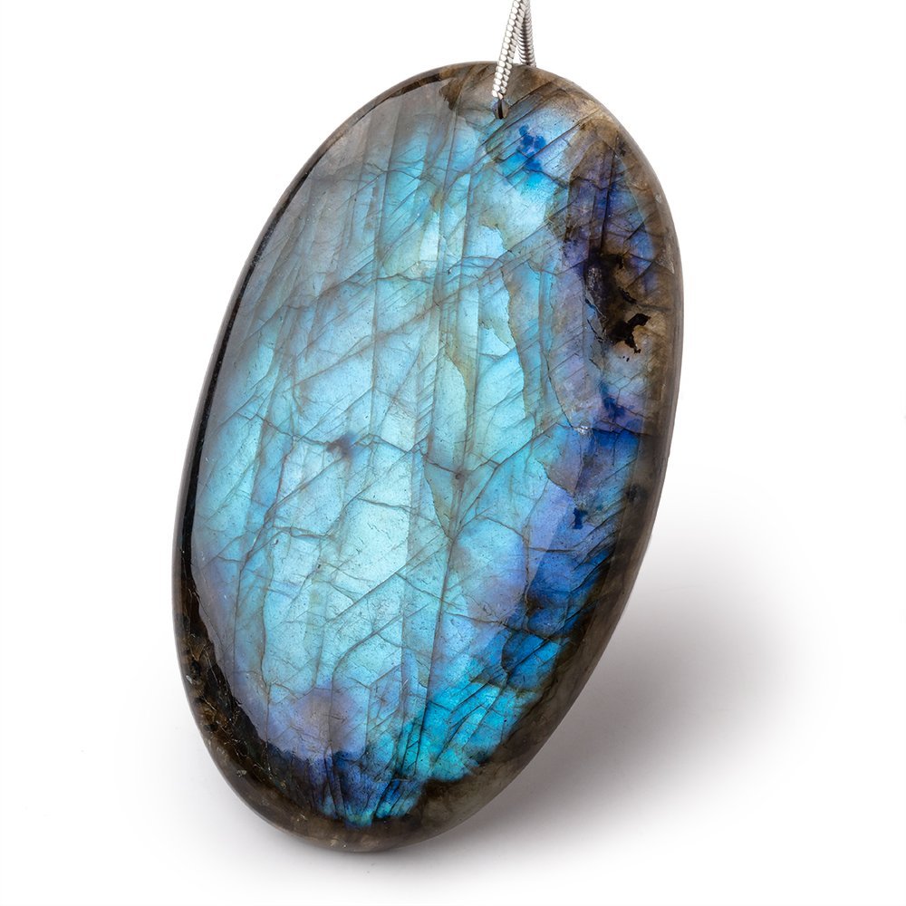 63x38x9mm Labradorite Plain Oval Pendant 1 AAA Focal