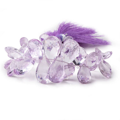 9x7-17x12mm Pink Amethyst Faceted Pear Beads 7 inch 48 pieces