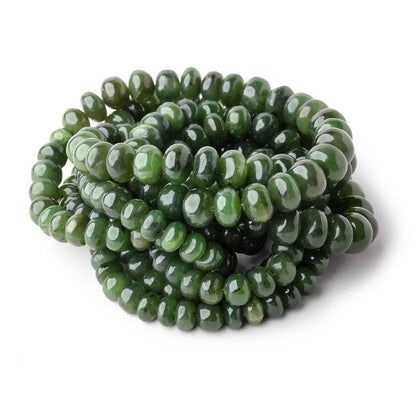 6.5-10mm Nephrite Jade Plain Rondelle Beads 18 inch 83 pieces